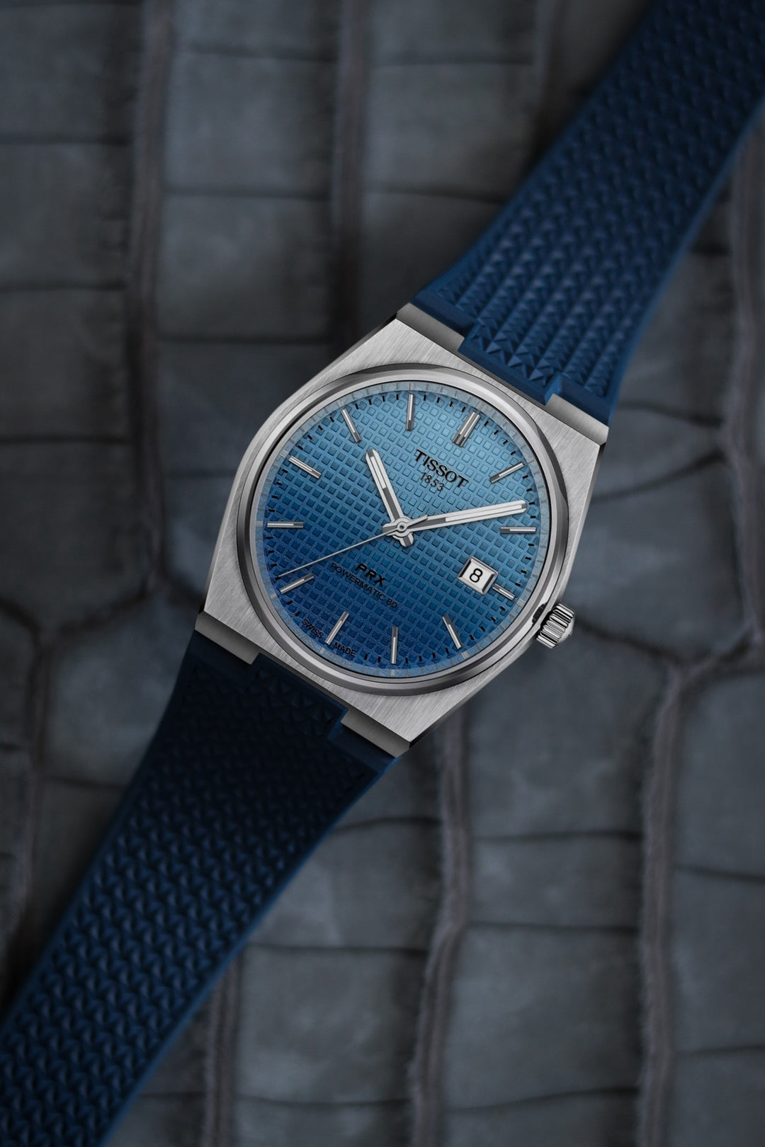 Tissot PRX Navy Blue CTS Rubber Strap