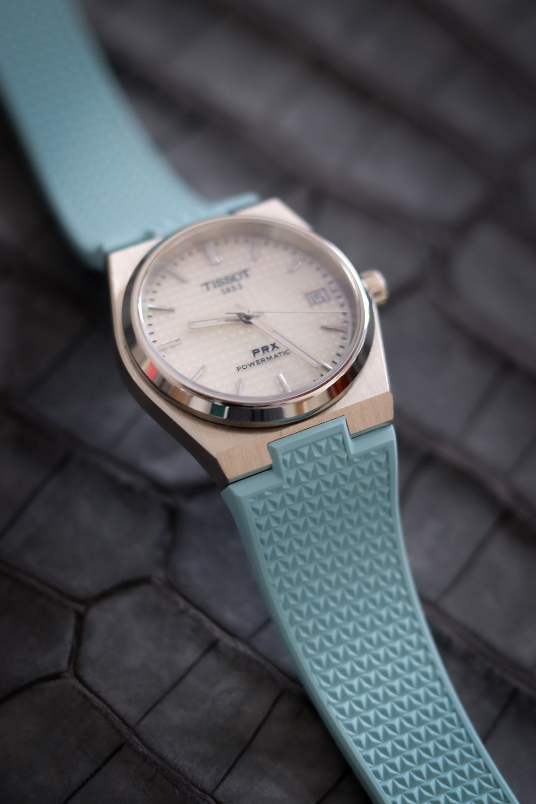 Tissot PRX Sky Blue CTS Rubber Strap