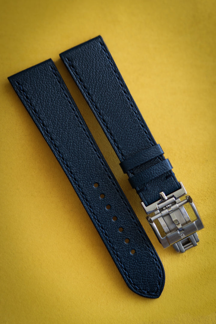 Navy Blue Chèvre Leather (Flat)