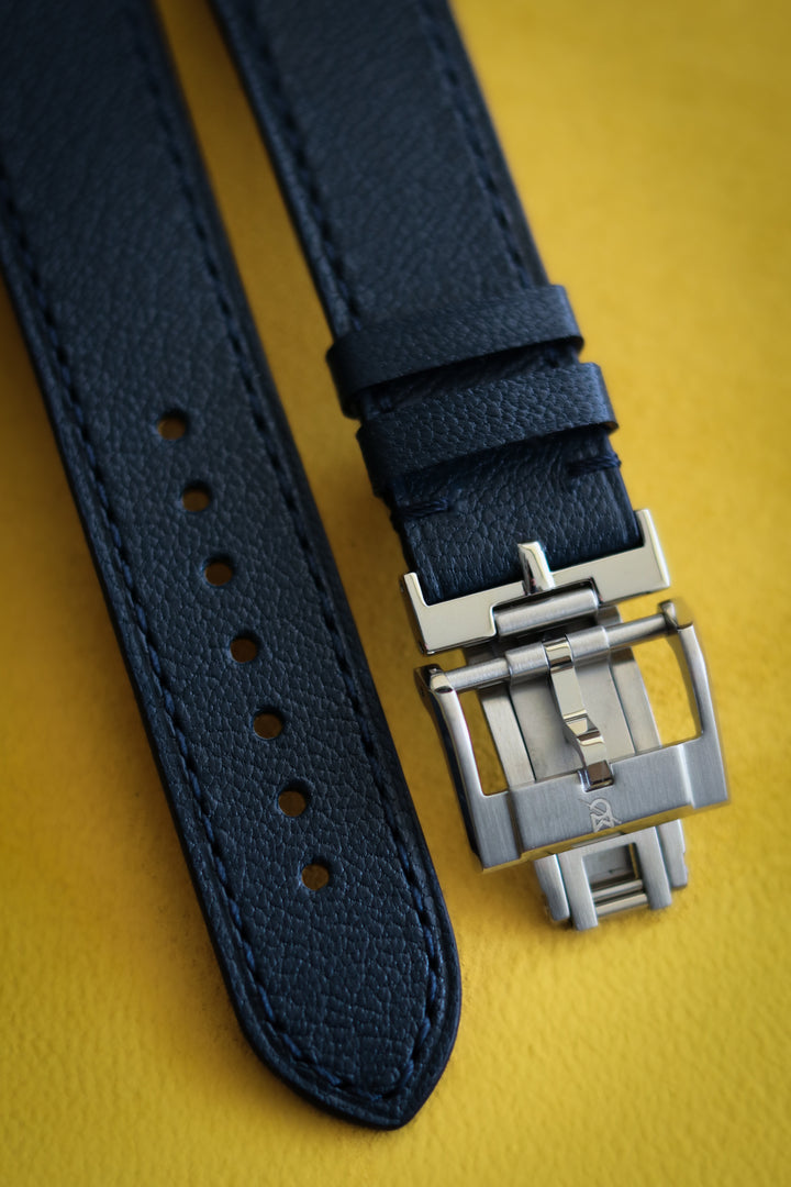 Navy Blue Chèvre Leather (Flat)