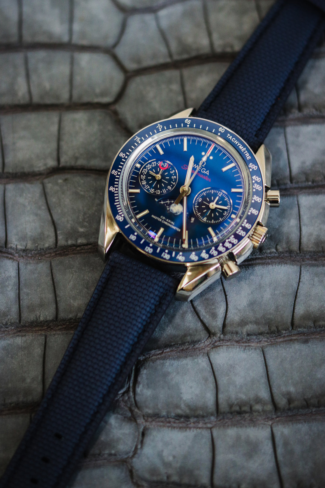 Navy Blue Sailcloth Rubber Strap