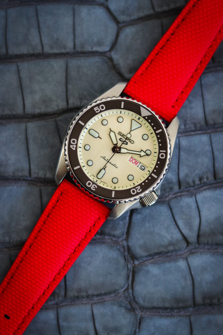 Red Sailcloth Rubber Strap