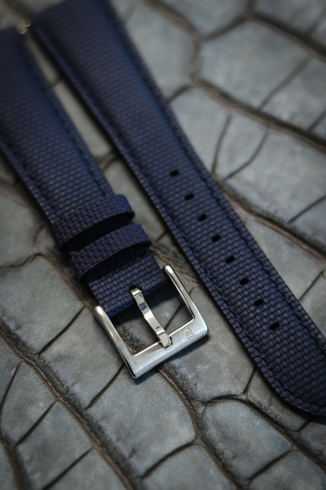Navy Blue Sailcloth Rubber Strap