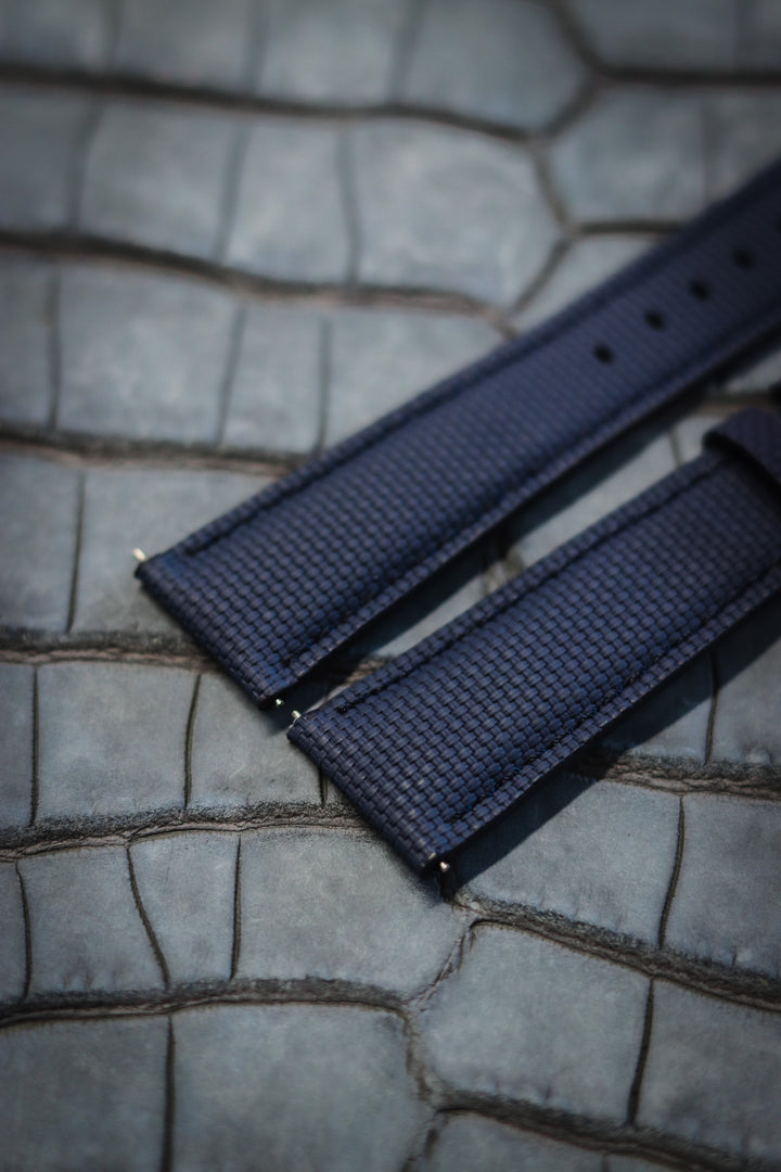 Navy Blue Sailcloth Rubber Strap