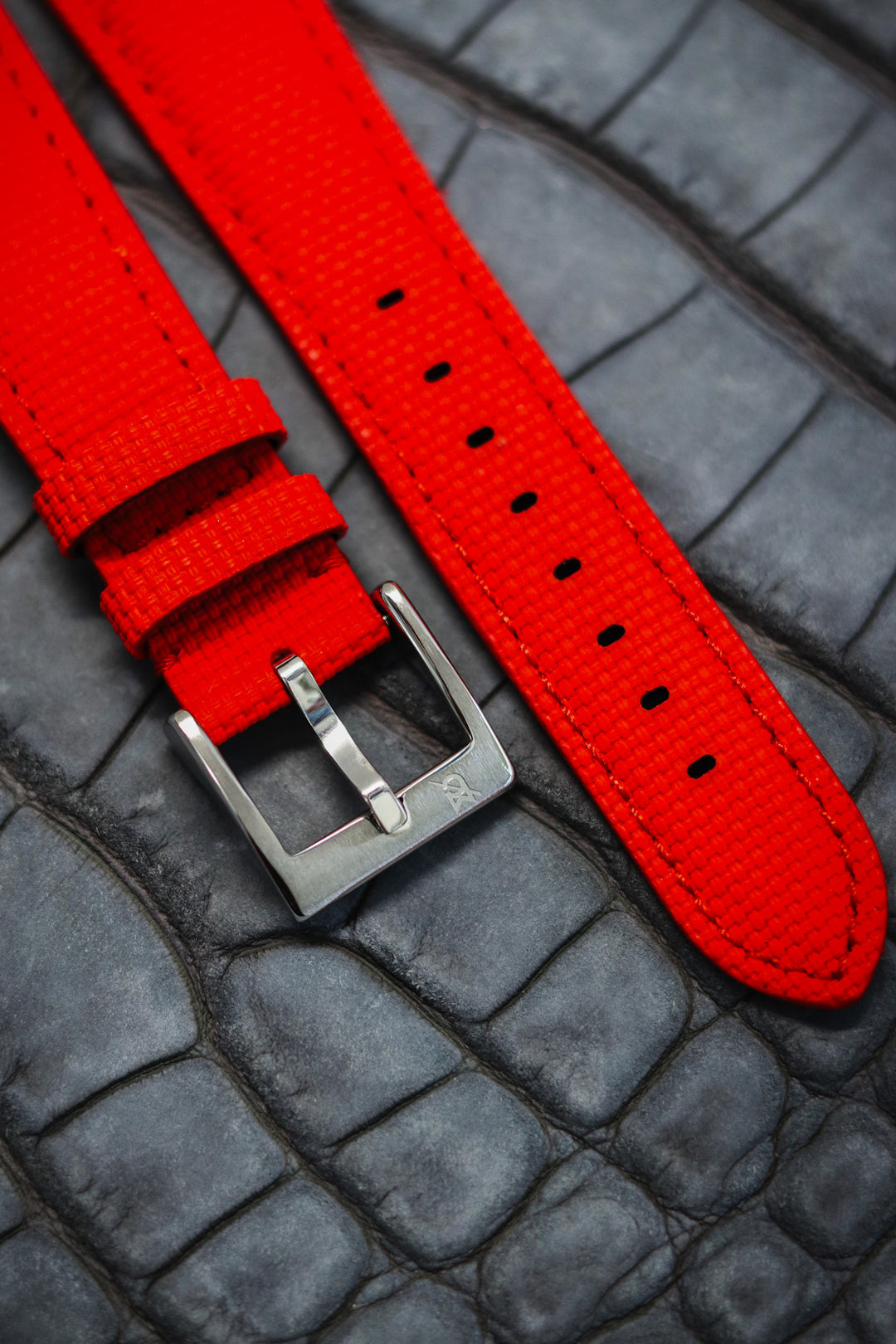 Red Sailcloth Rubber Strap