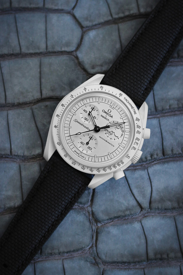 Black Sailcloth Rubber Strap
