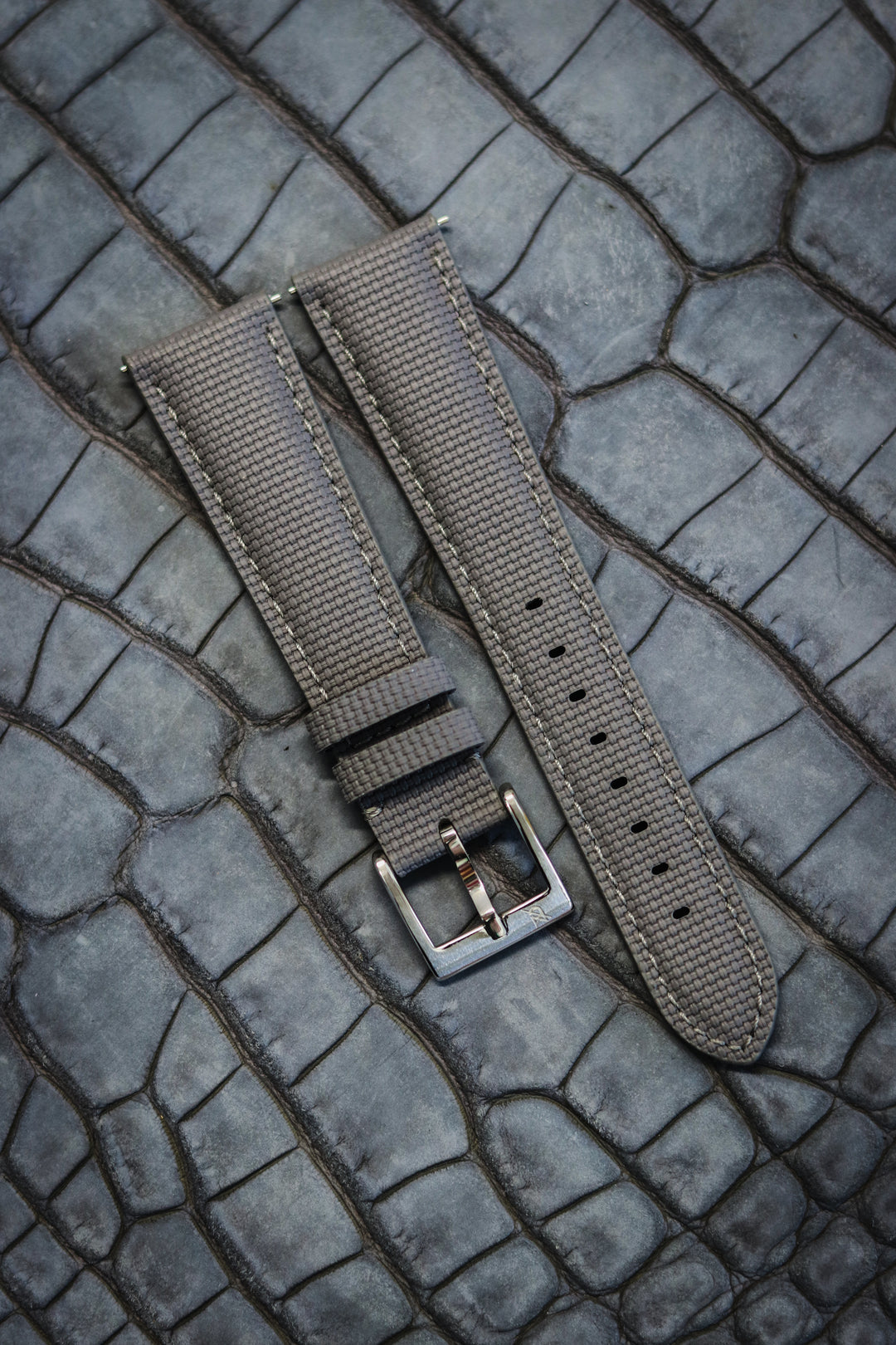 Grey Sailcloth Rubber Strap
