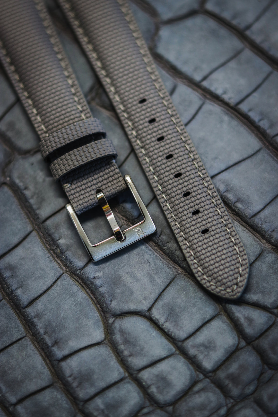 Grey Sailcloth Rubber Strap