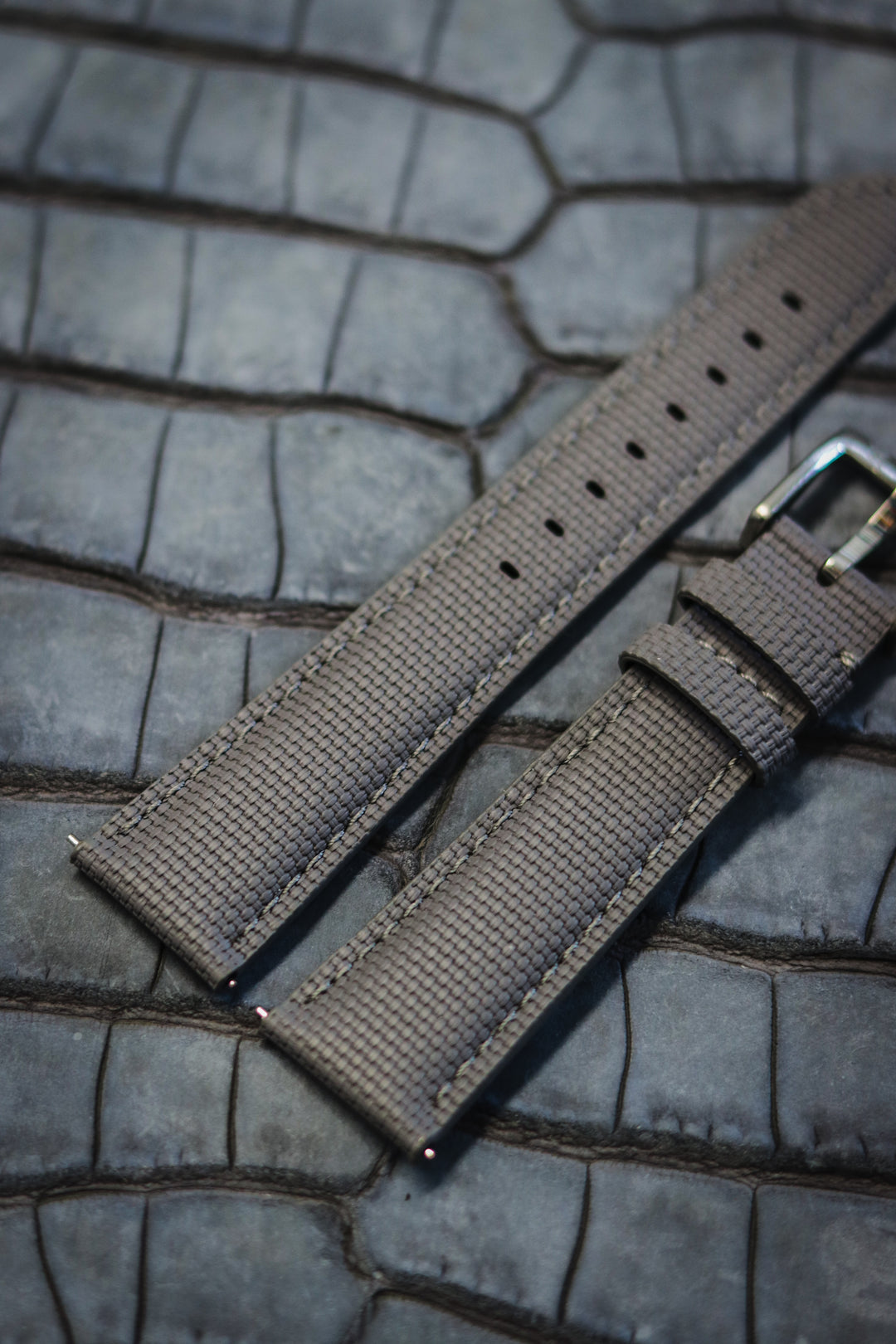 Grey Sailcloth Rubber Strap