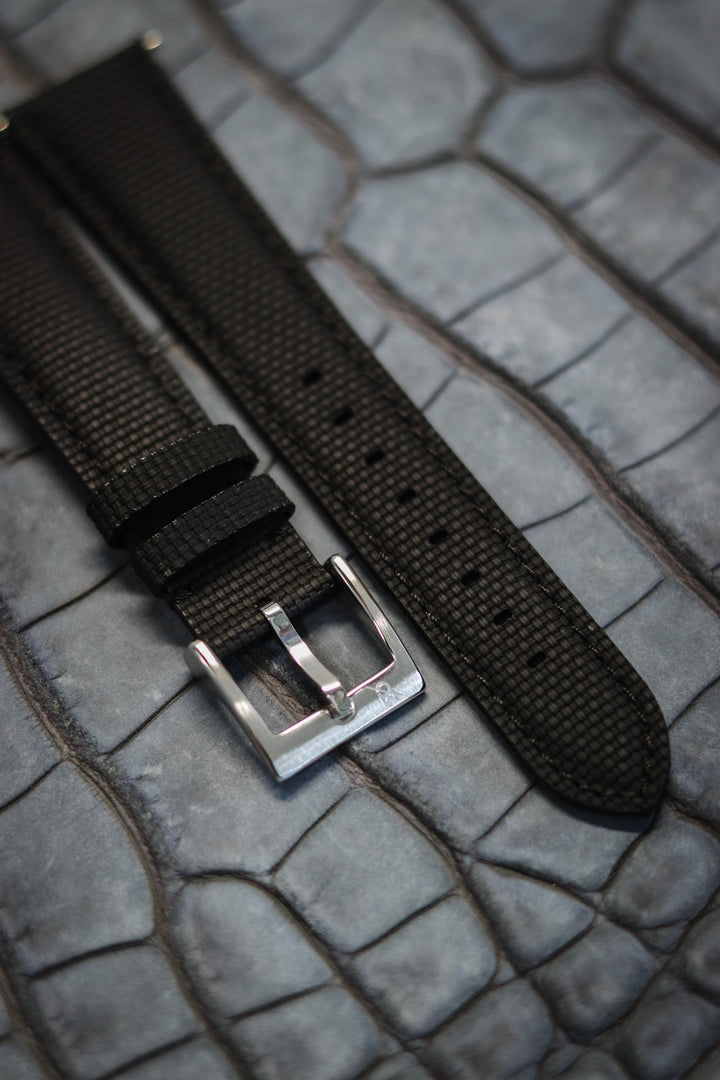 Black Sailcloth Rubber Strap