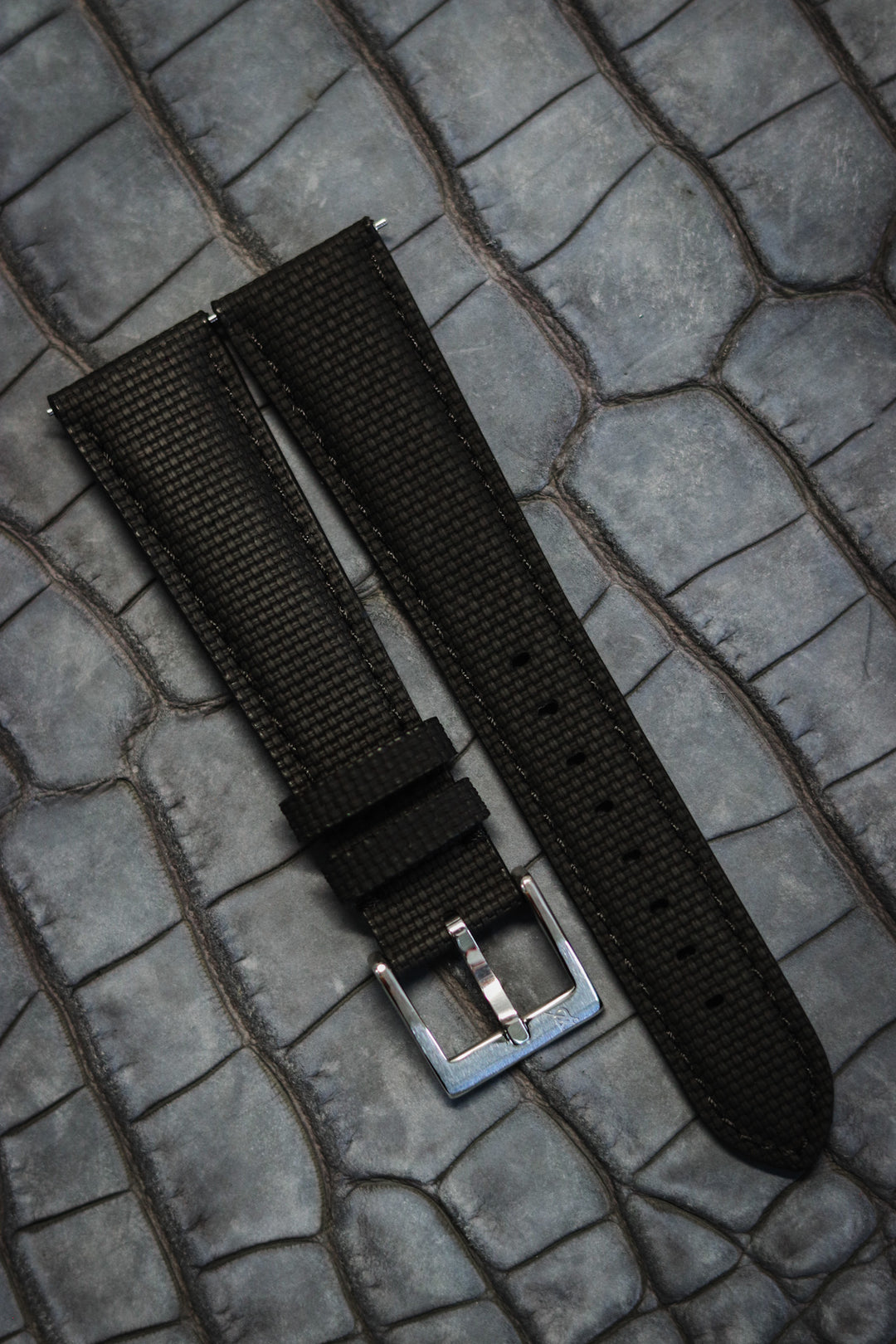 Black Sailcloth Rubber Strap