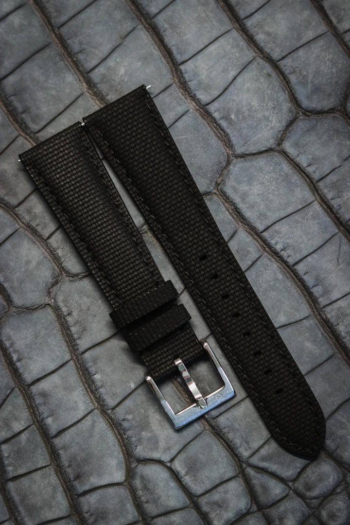 Black Sailcloth Rubber Strap