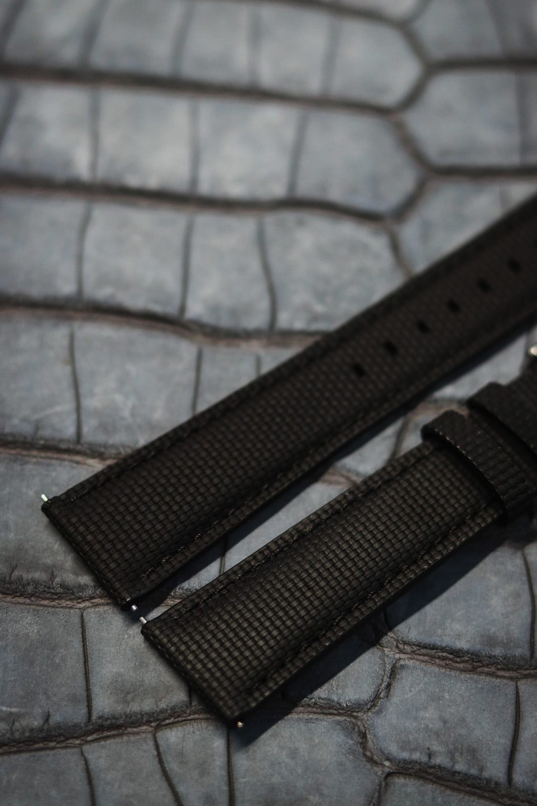 Black Sailcloth Rubber Strap