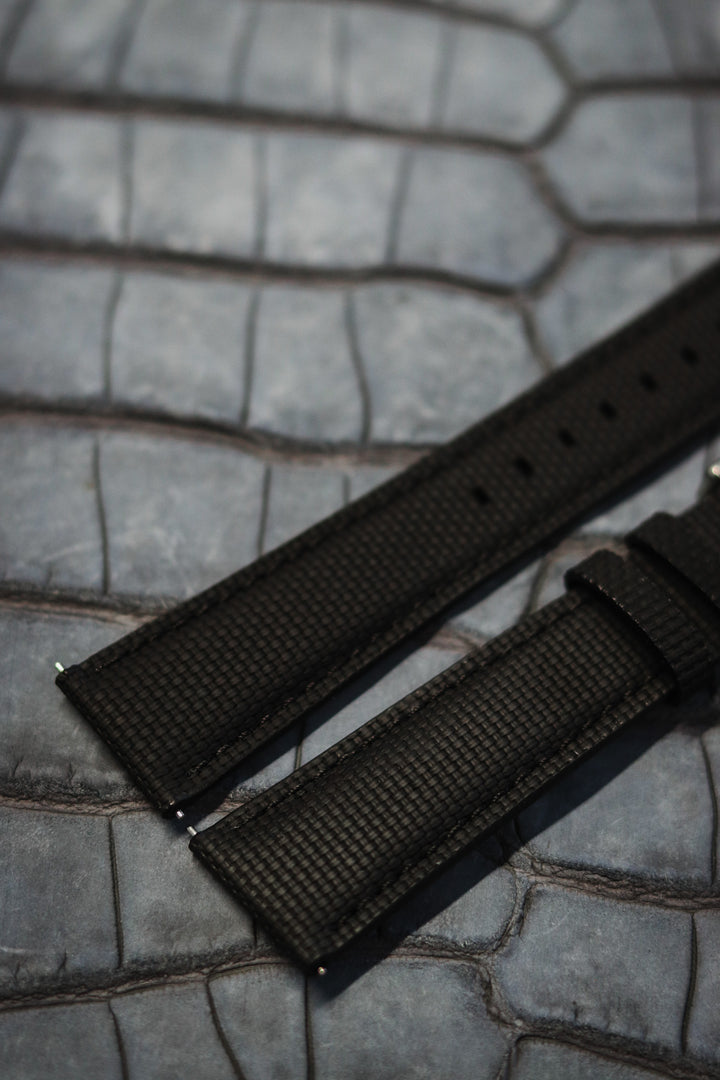 Black Sailcloth Rubber Strap