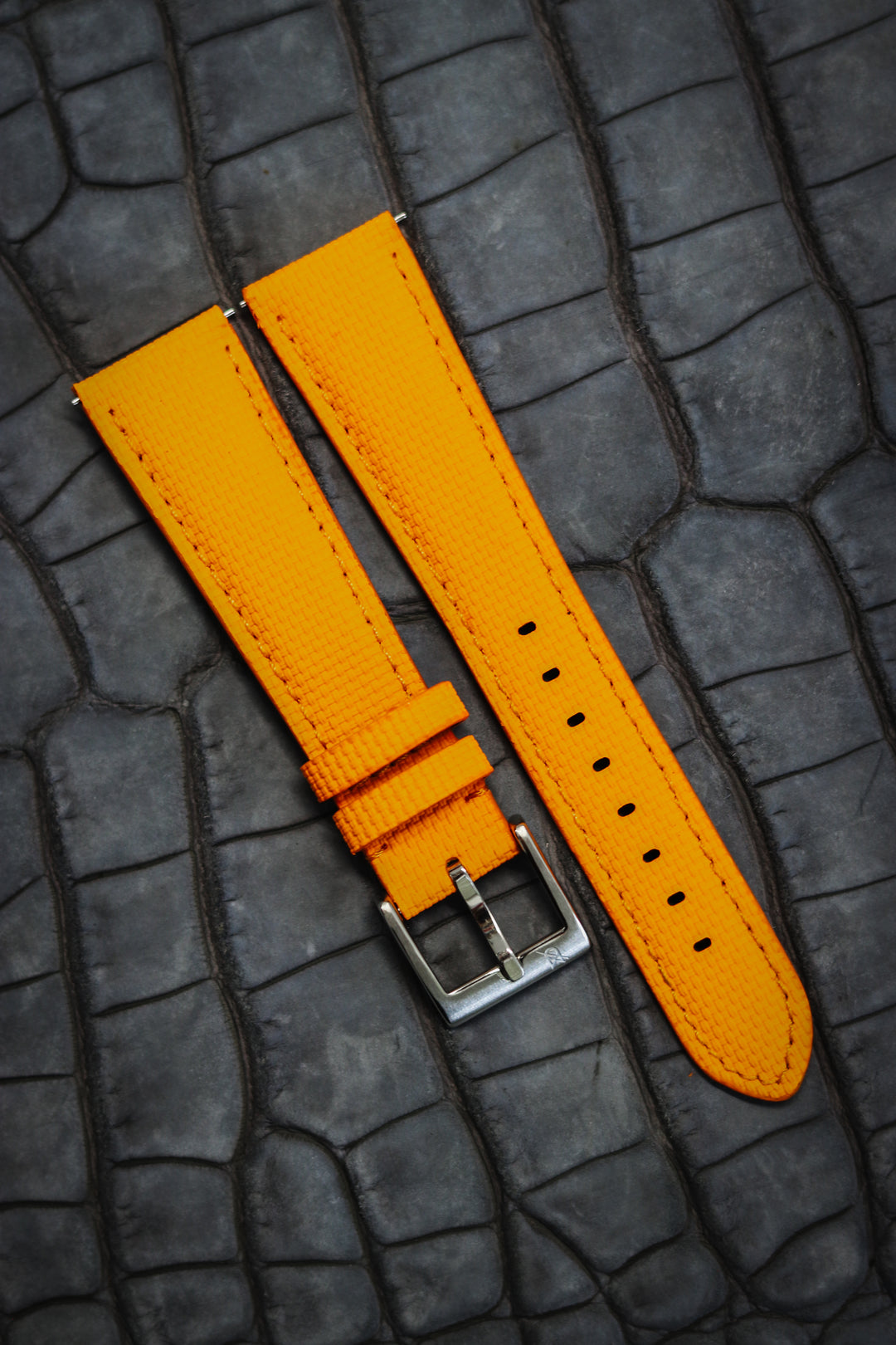 Bright Orange Sailcloth Rubber Strap