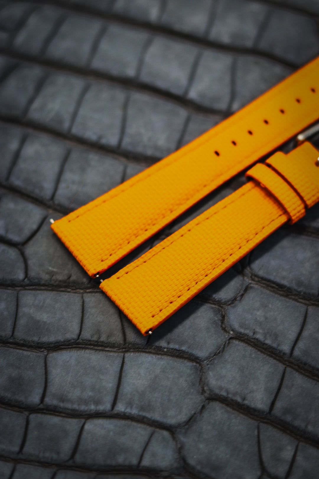 Bright Orange Sailcloth Rubber Strap