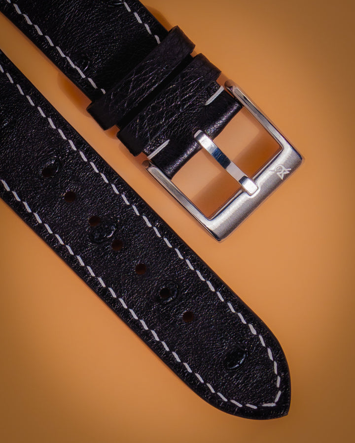 Black Ostrich Bump (Padded)