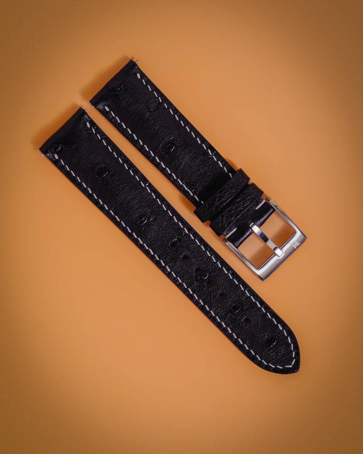 Black Ostrich Bump (Padded)