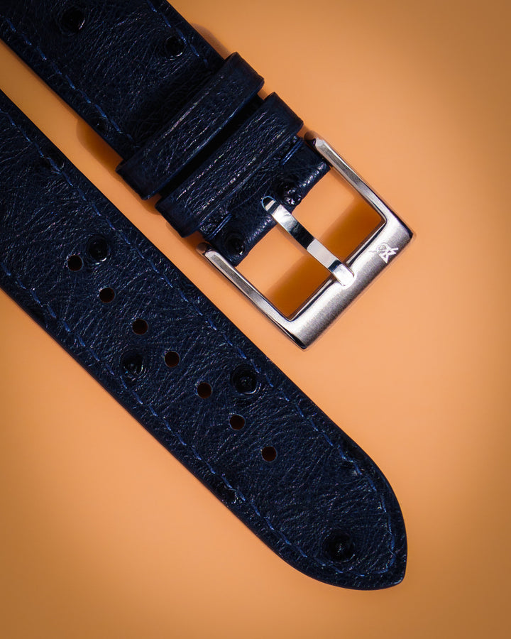Navy Ostrich Bump (Padded)