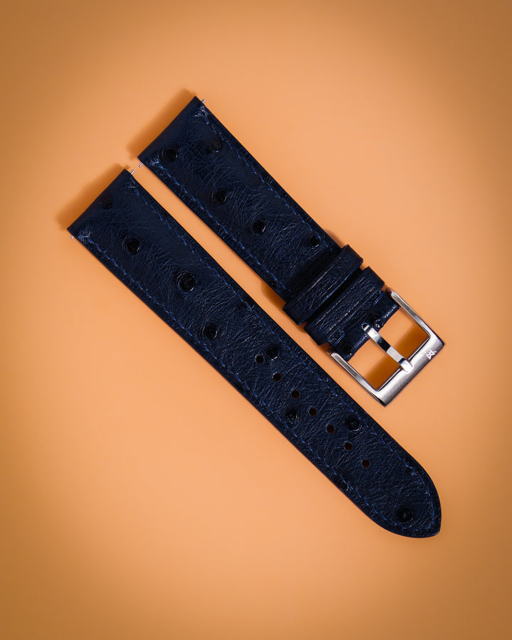 Navy Ostrich Bump (Padded)