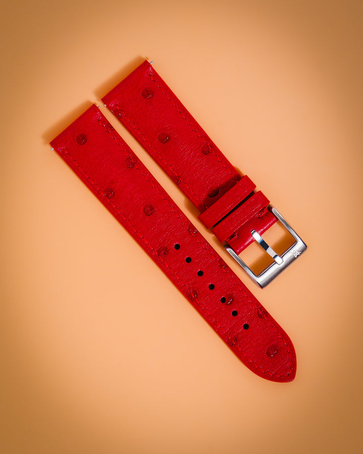 Red Ostrich Bump (Padded)