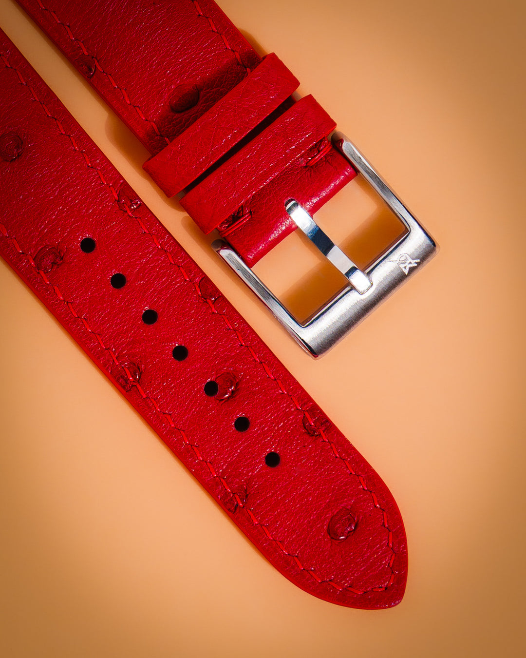 Red Ostrich Bump (Padded)